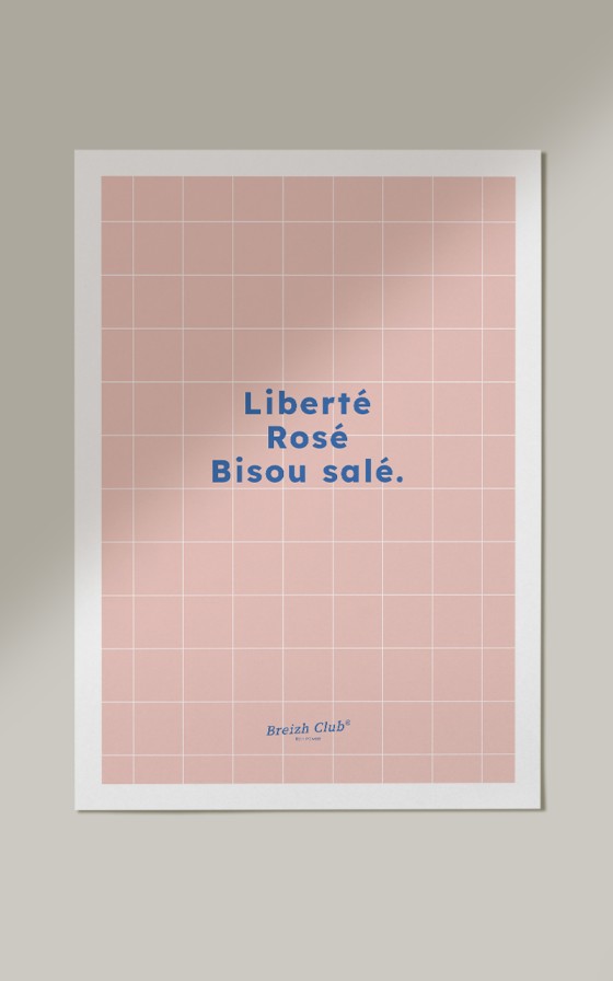 Affiche Liberté , Rosé , Bisou salé