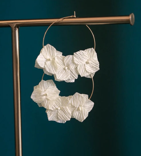 Boucles d'oreilles créoles - Hortensia