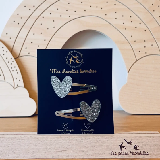 Barrettes Coeur à paillettes