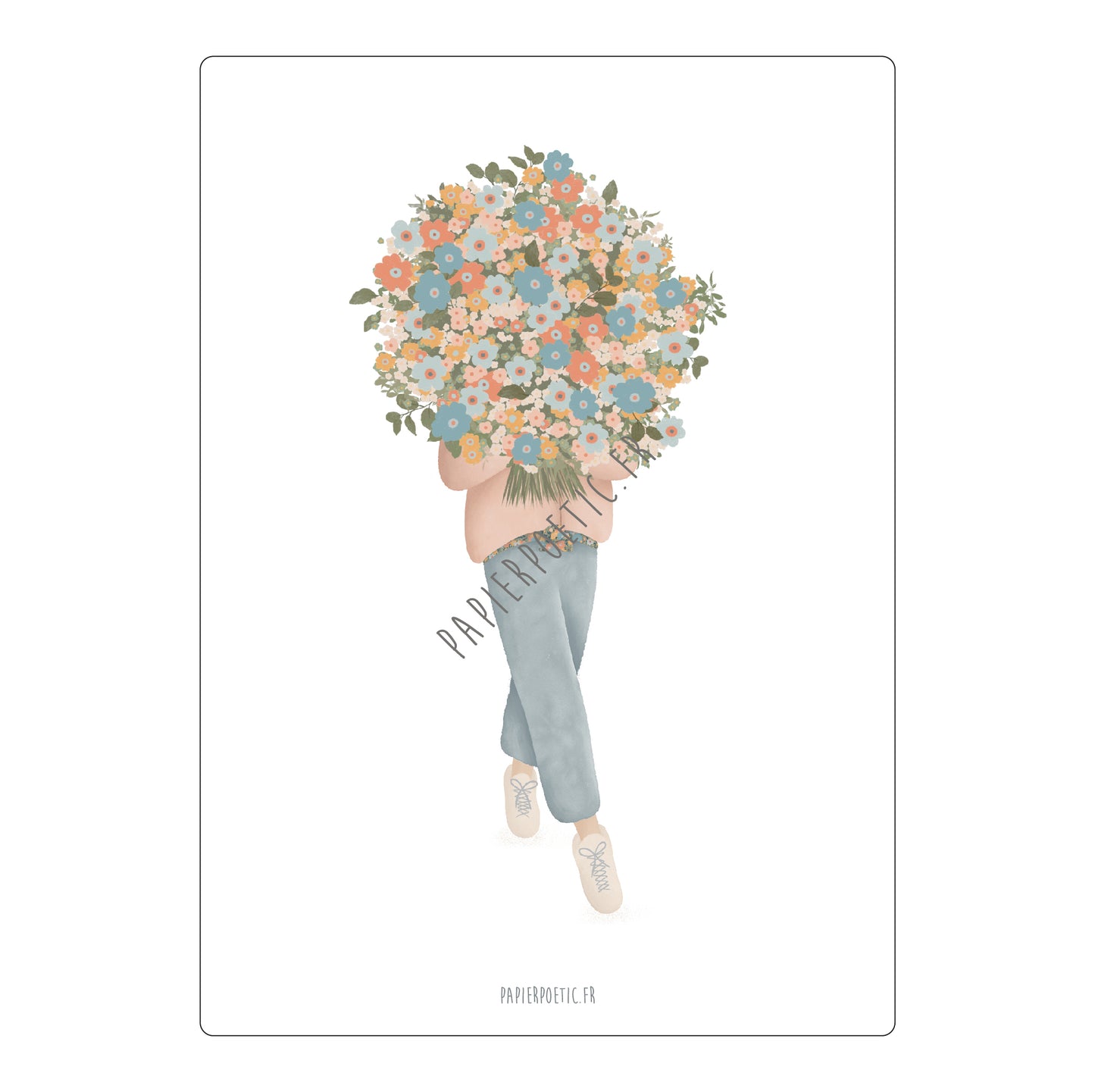 Carte Fille au bouquet