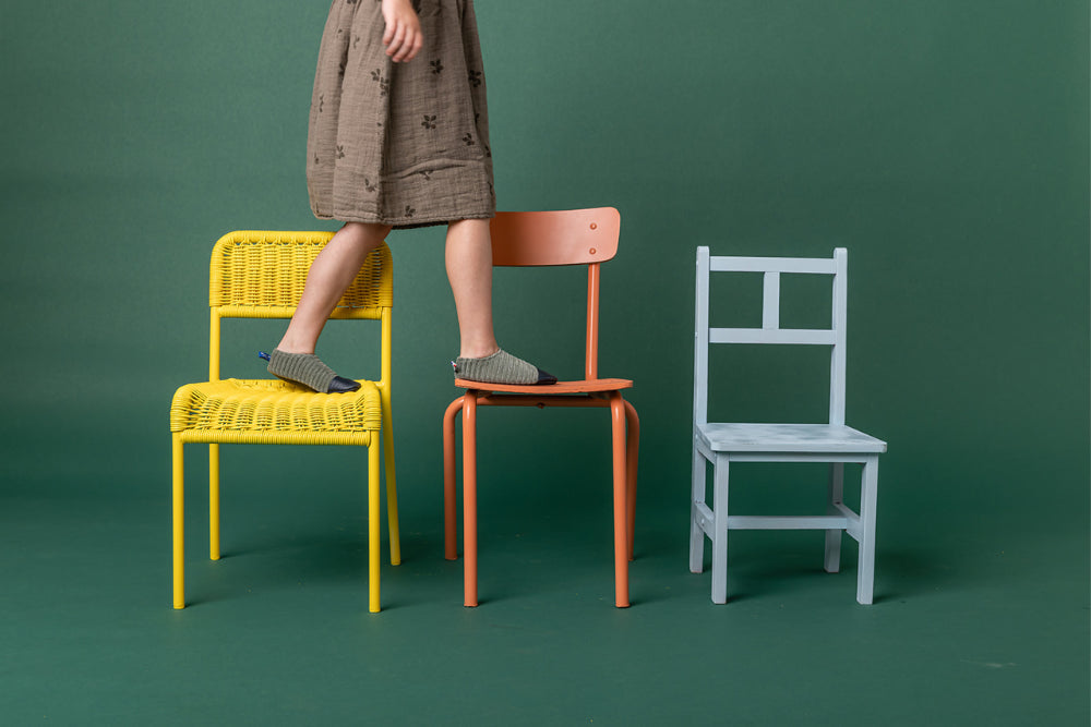 Chaussons Les petits velours Gris Vert