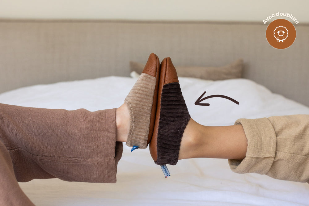 Chaussons Les petits velours Marron