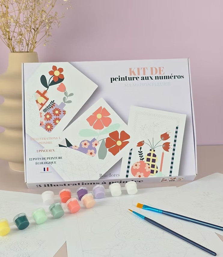 Kit de peinture aux numéros Ma maison fleurie