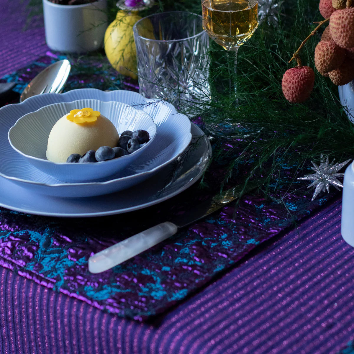 Lot de 2 sets de table motif fleuri Bleu électrique et Violet Cosmic Purple