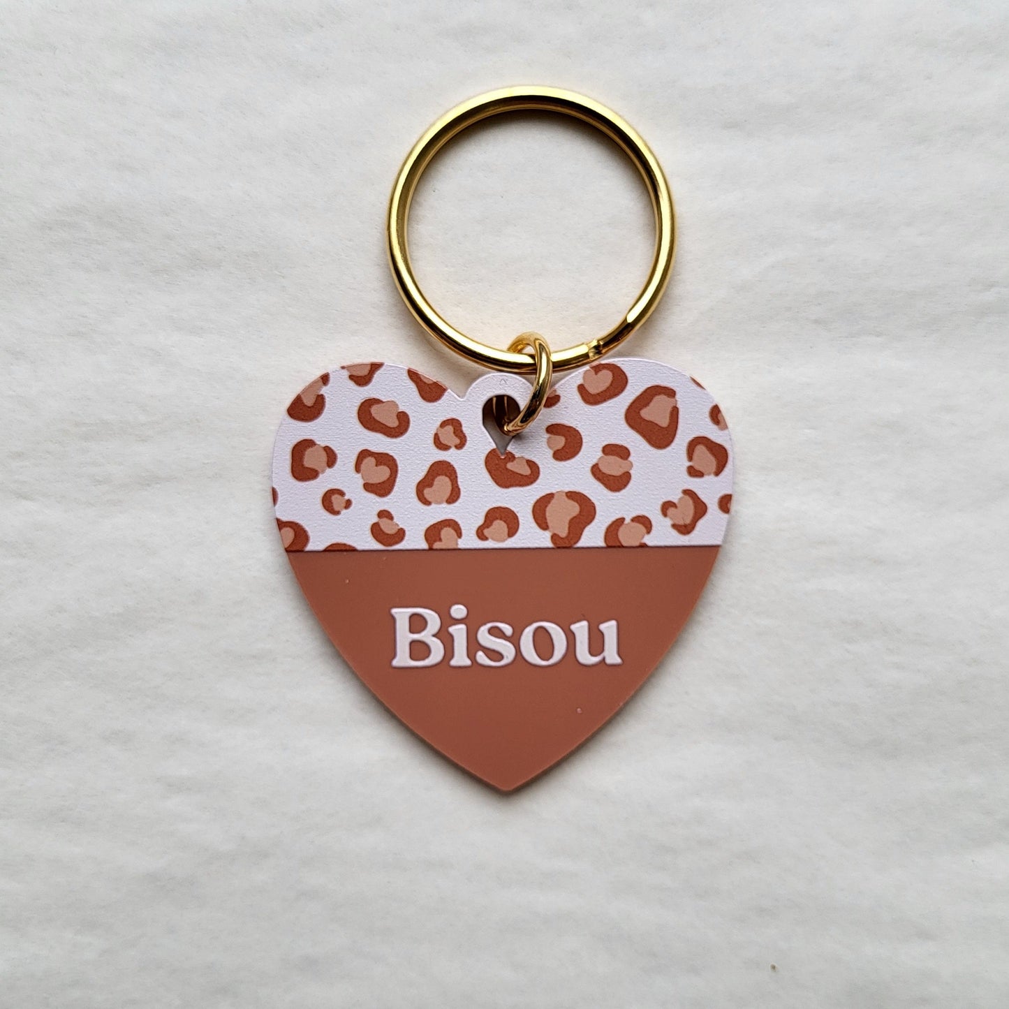 Porte-clé cœur Bisou léopard