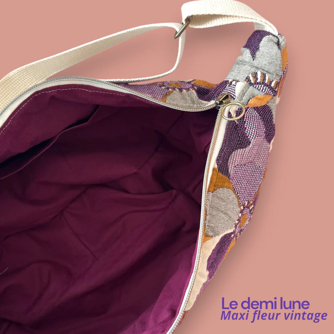 Sac demi-lune Maxi fleurs vintage