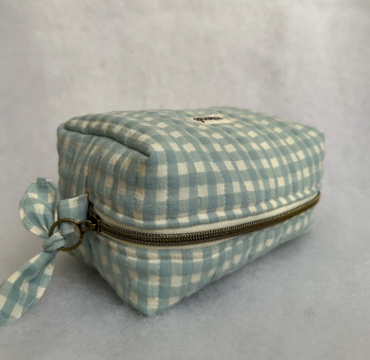 Trousse Vichy Bleu ciel Beige