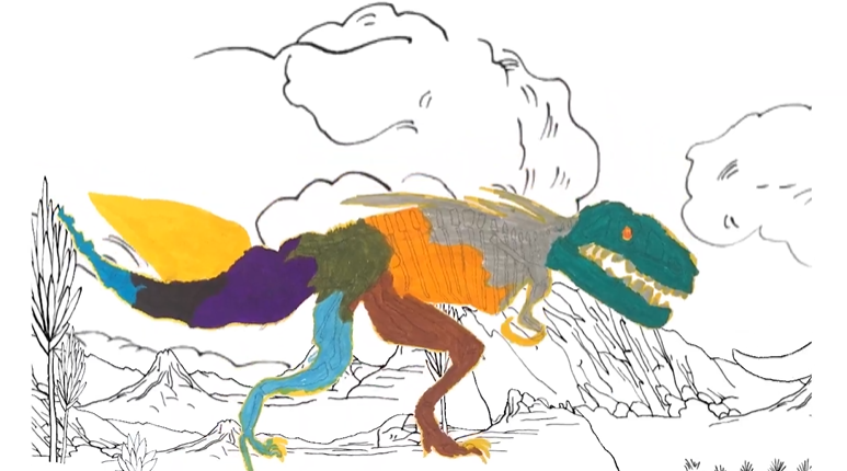 Cahier de coloriage animé - Au temps des dinosaures