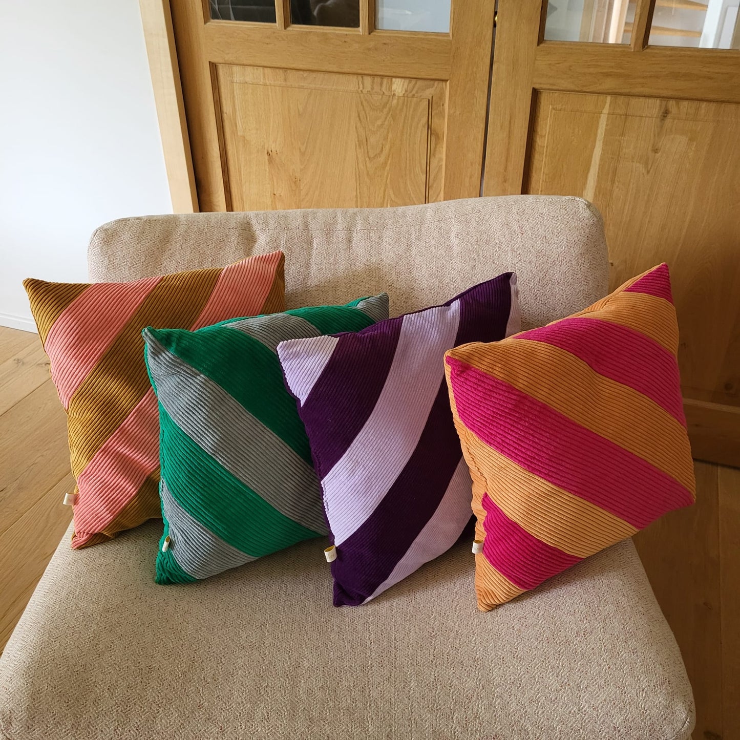 Coussin Rayures Vert & Bleu glacier