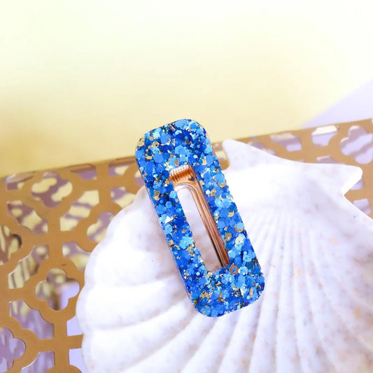 Barrette Paillettes Bleu et Or