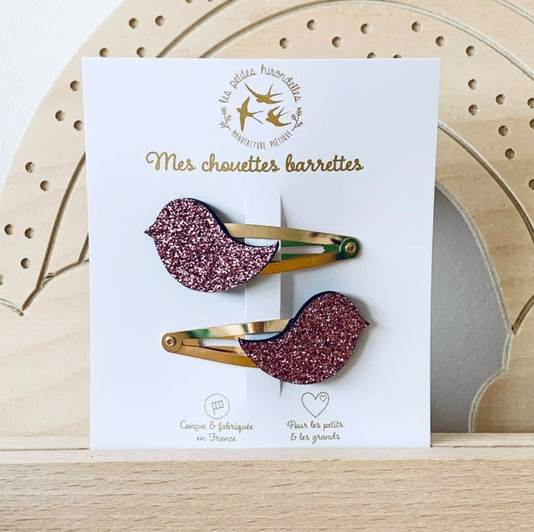 Barrettes Oiseaux à paillettes