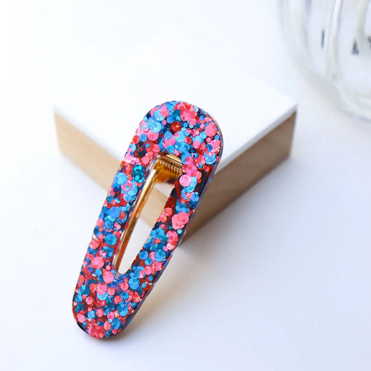 Barrette Paillettes Joie Bleu