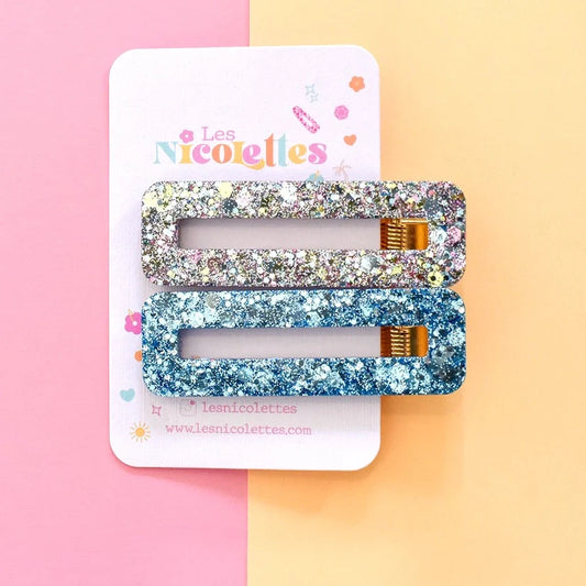 Barrettes à paillettes Mix Bleu