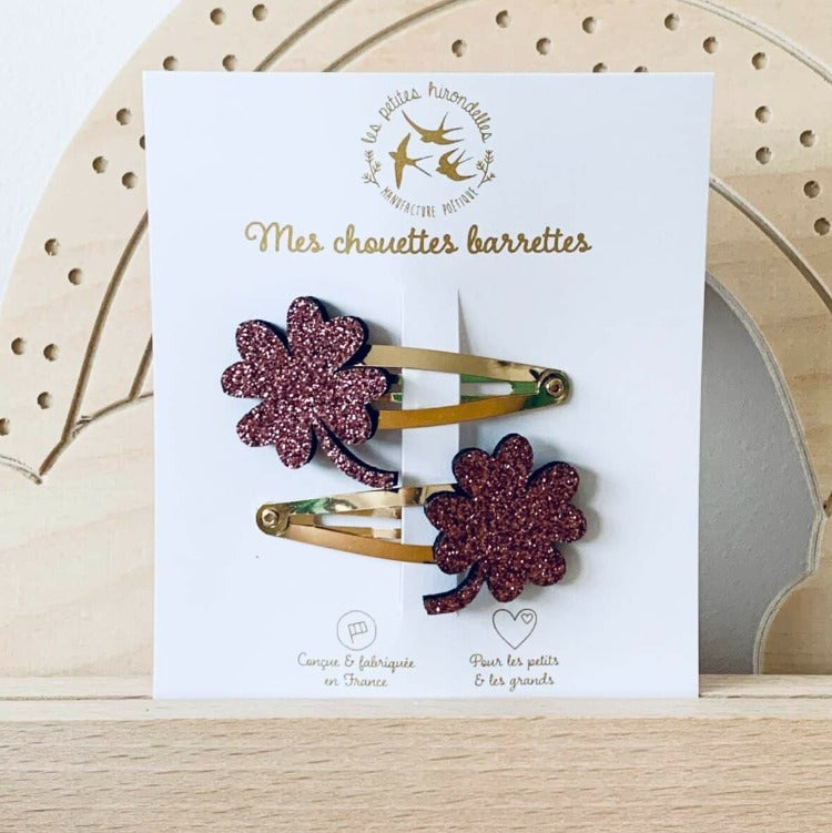 Barrettes Trèfle à paillettes