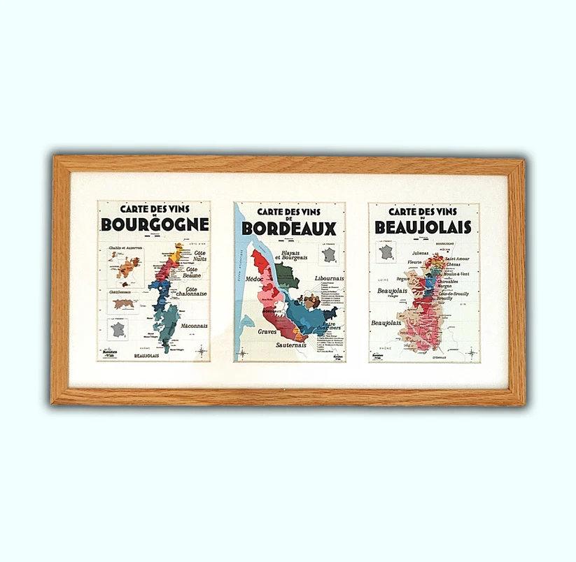 Cadre trio Les cartes de vins
