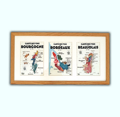 Cadre trio Les cartes de vins