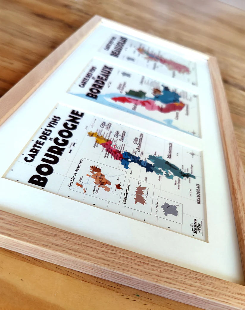 Cadre trio Les cartes de vins