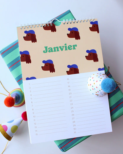 Calendrier des anniversaires Chiens