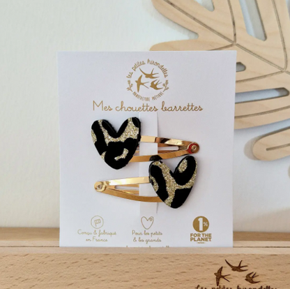 Barrettes Coeur à paillettes