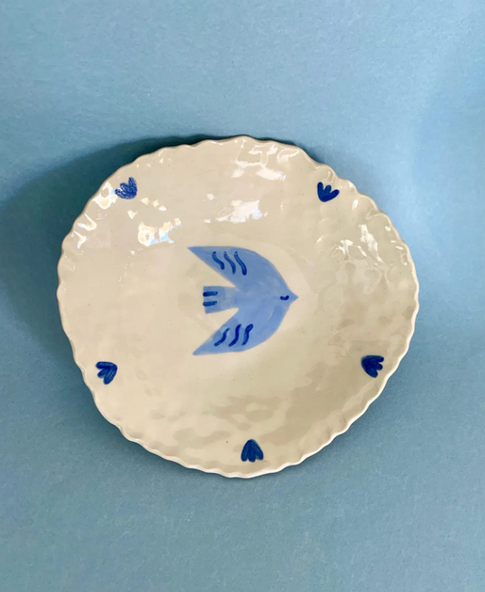 Plat oiseau en céramique
