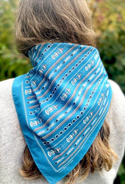 Foulard Bandana Lignes - Bleu Denim