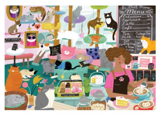 Puzzle 1000 pcs Mon lieu préféré : Le café à chats