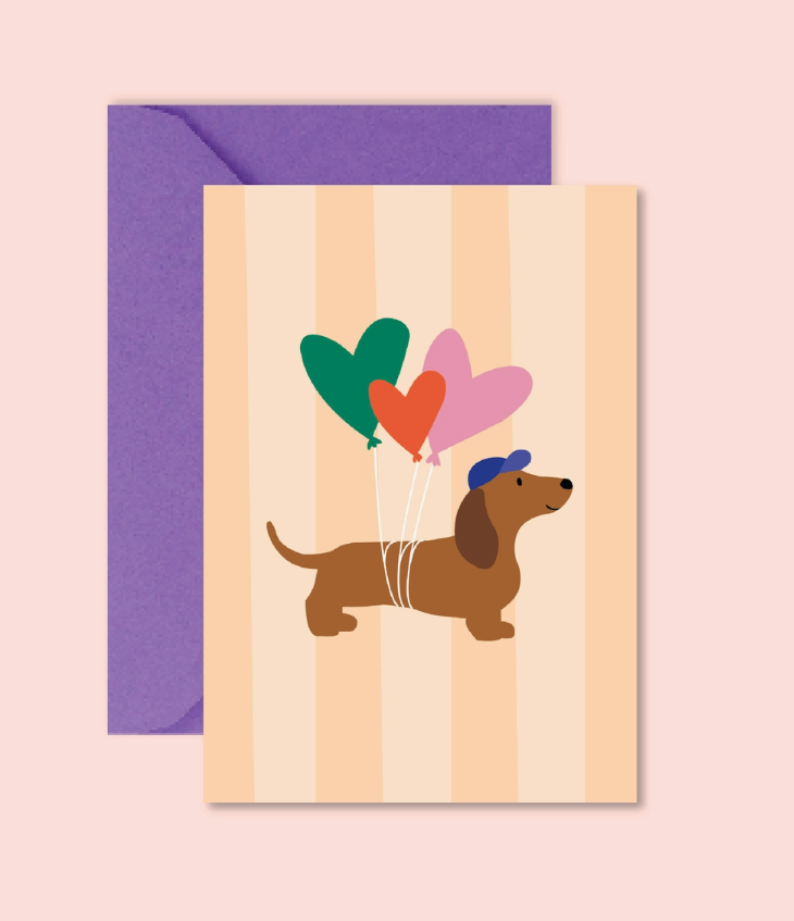 Carte Chien anniversaire ballons