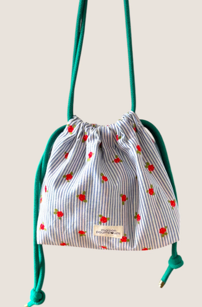 Sac mini bourse - Rayure fleurie - Maison Poumpoum