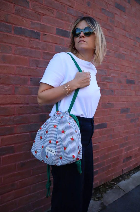 Sac mini bourse - Rayure fleurie - Maison Poumpoum