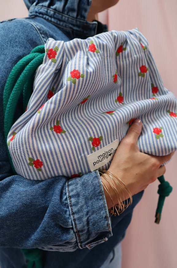 Sac mini bourse - Rayure fleurie - Maison Poumpoum