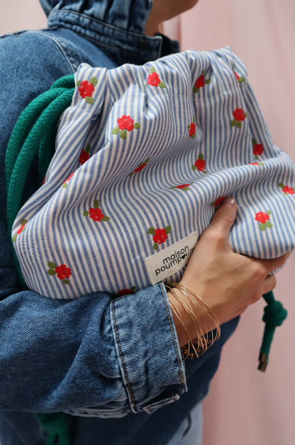 Sac mini bourse - Rayure fleurie - Maison Poumpoum