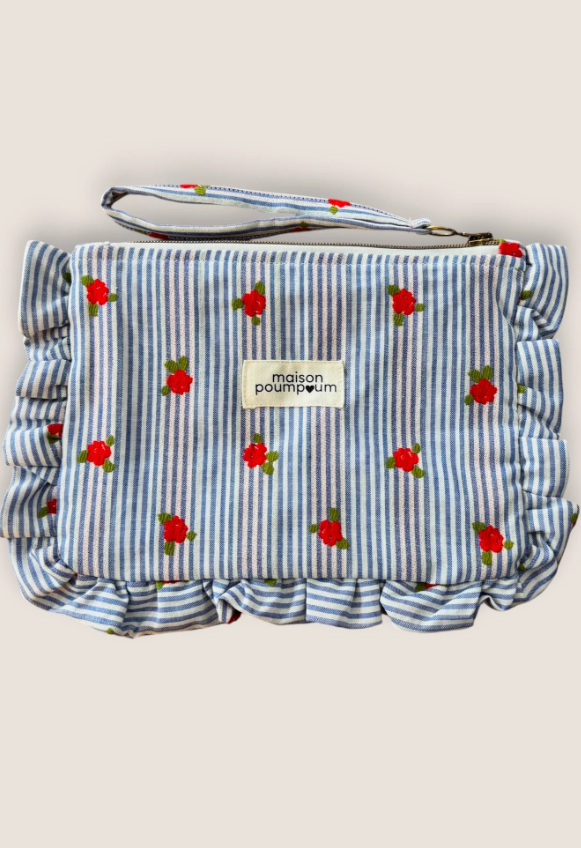 Pochette - Rayure Fleuri - Maison Poumpoum