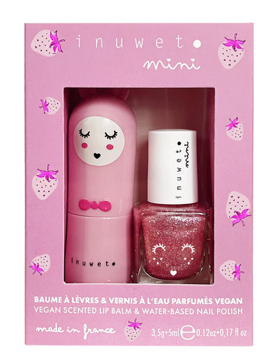 Coffret Rose duo baume à lèvres et vernis à l'eau Fraise