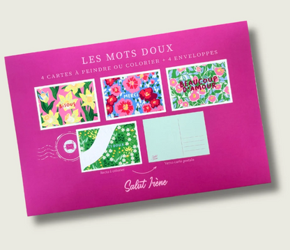 4 Cartes à colorier - Les mots doux