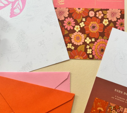 4 Cartes à colorier - Nids douillets