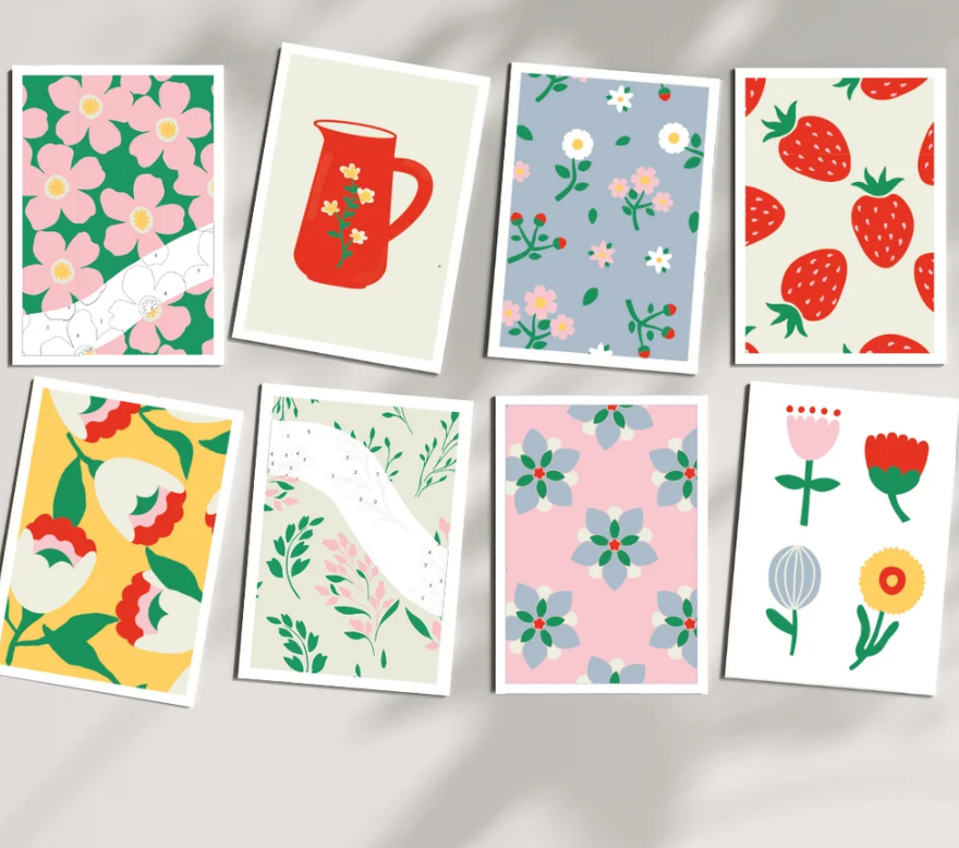 Cartes à peindre par numéros Chez Mamie