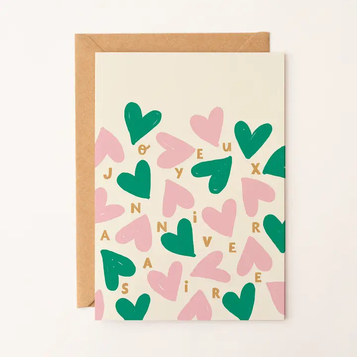 Carte Joyeux anniversaire cœurs