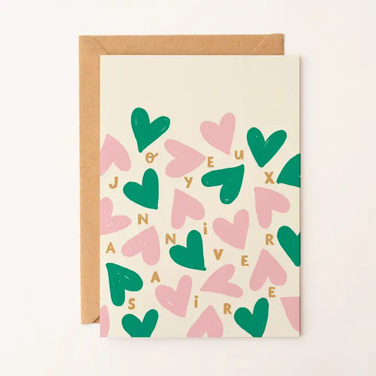 Carte Joyeux anniversaire cœurs