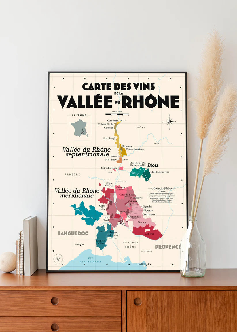 Carte des vins de la vallée du Rhône