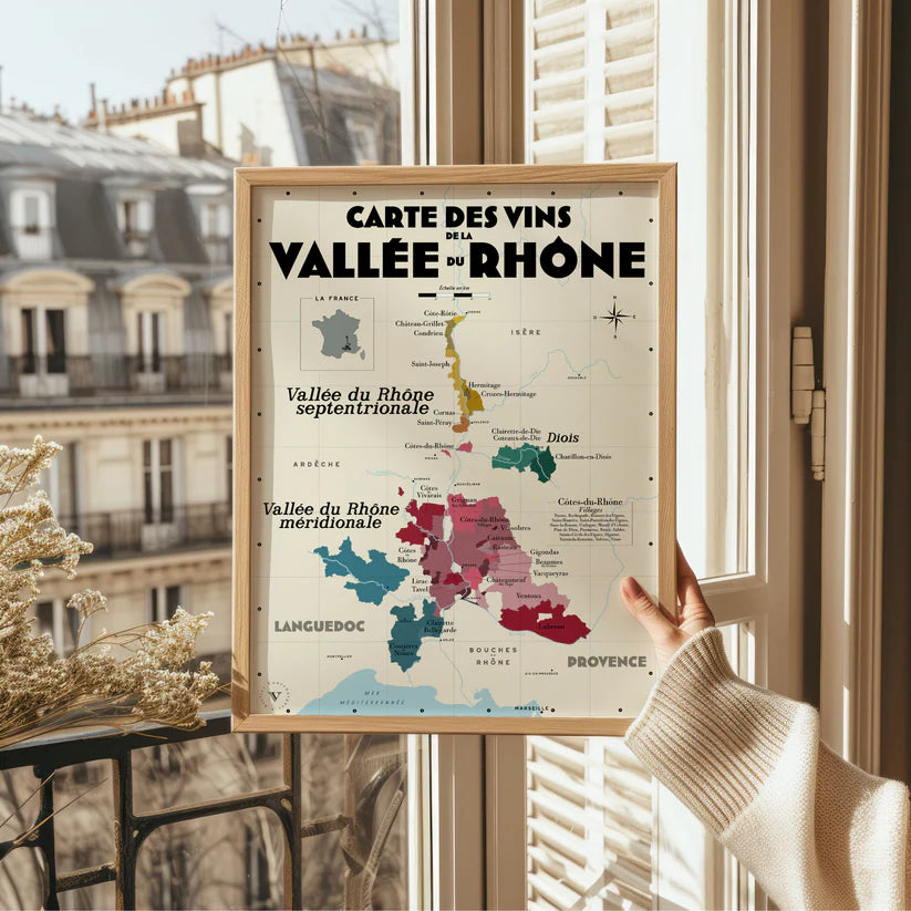 Carte des vins de la vallée du Rhône