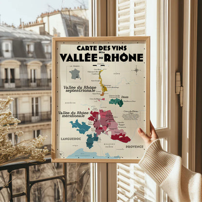Carte des vins de la vallée du Rhône