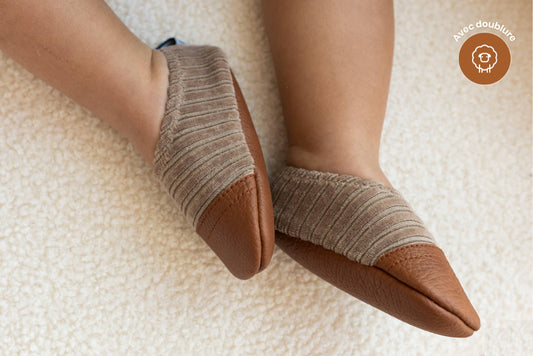 Chaussons Les petits velours Noisette
