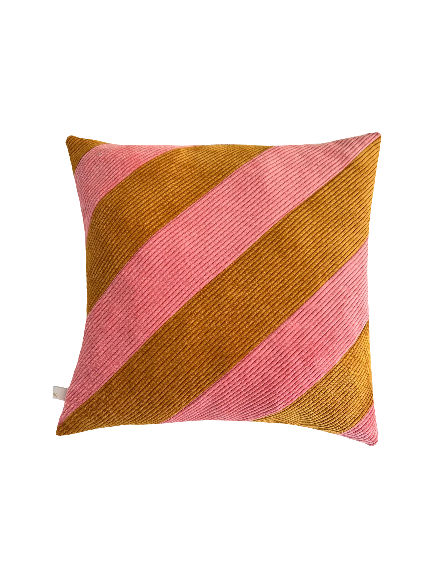 Coussin Rayures Ocre & Rose