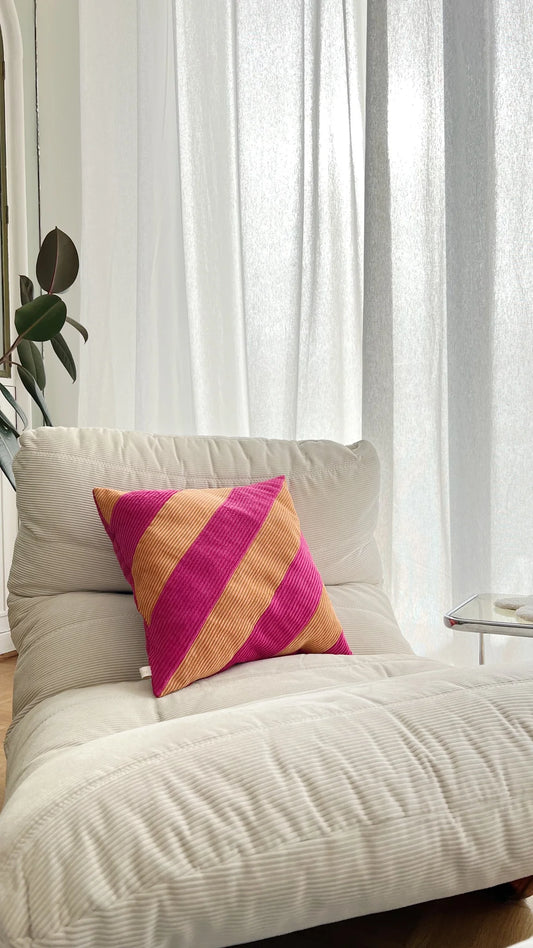 Coussin Rayures Orange & Fushia