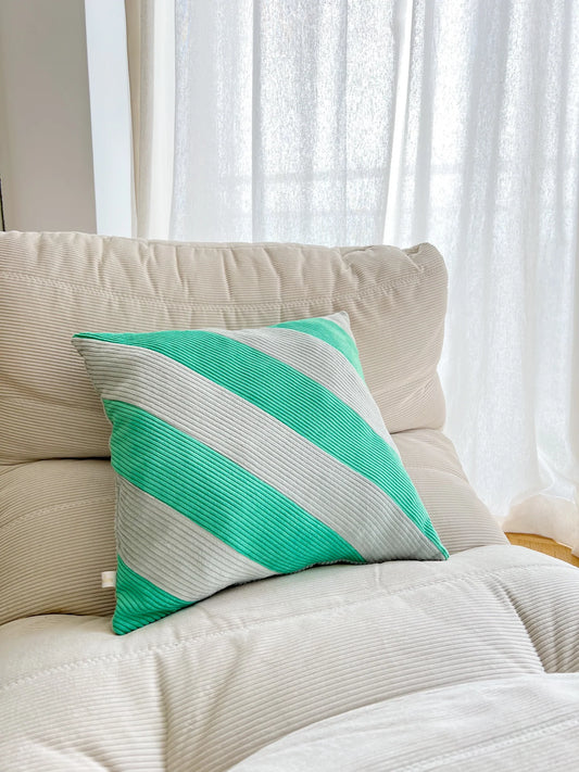 Coussin Rayures Vert & Bleu glacier