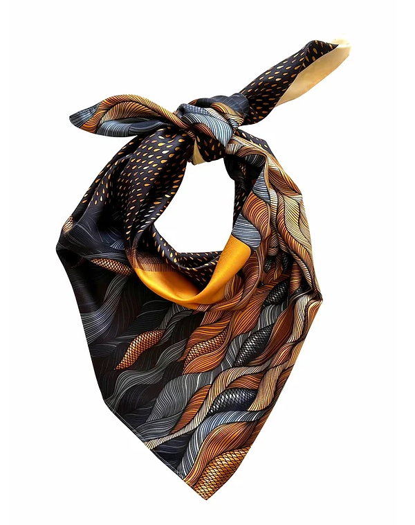 Foulard en Soie 110 cm - Eau Bleu