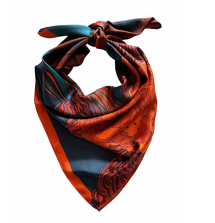 Foulard en Soie 110 cm - Feu épicé