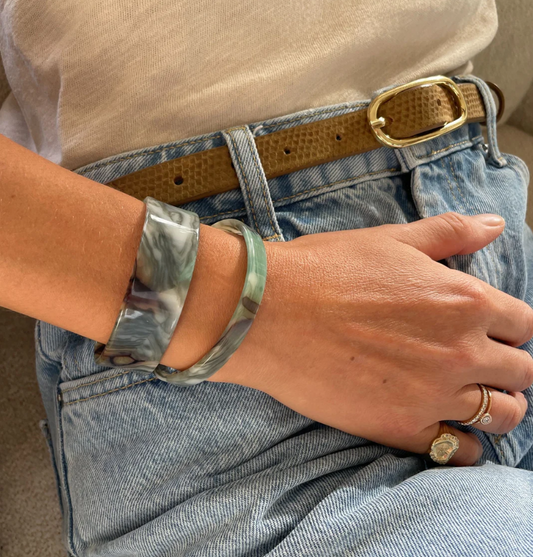 Bracelet Jonc Large Vert Marbré