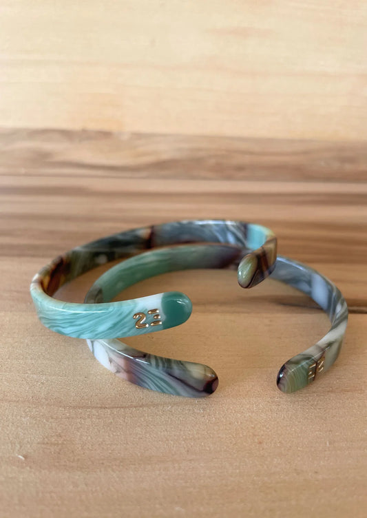 Bracelet Jonc Fin Vert Marbré