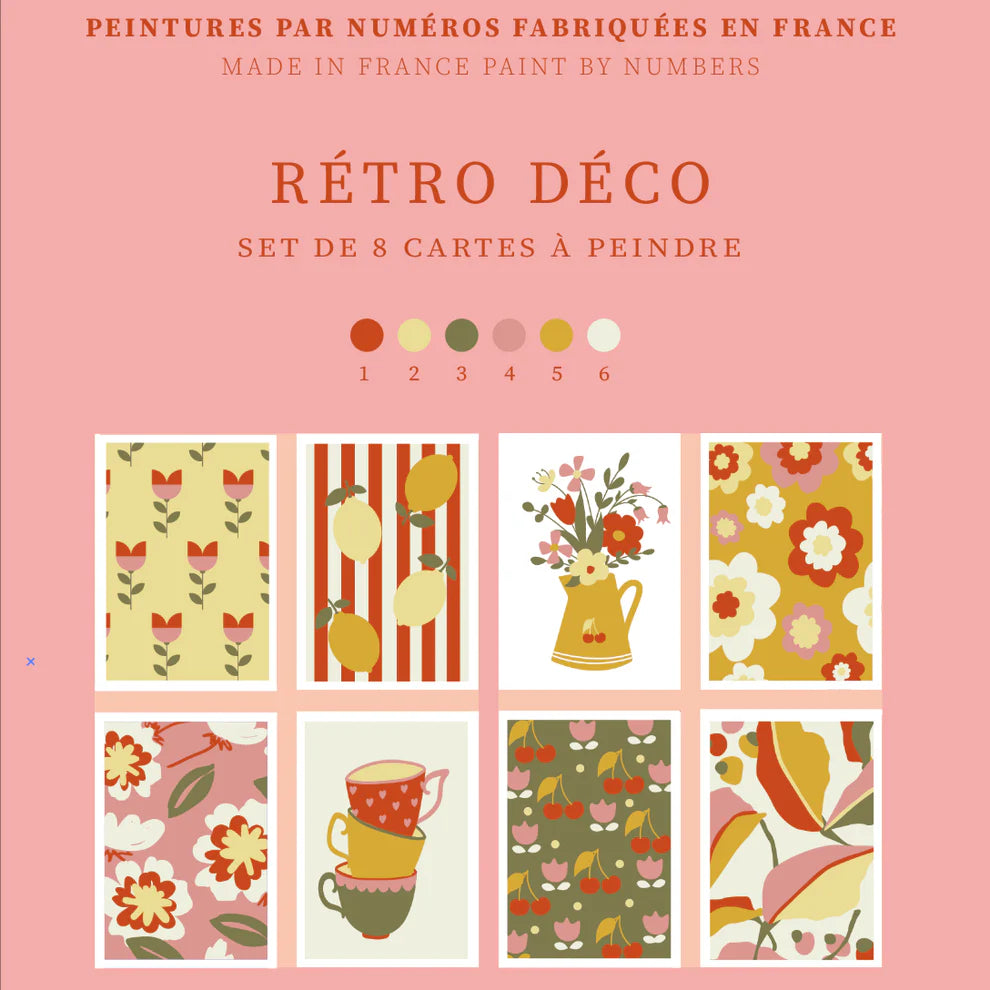 Cartes à peindre par numéros Rétro déco